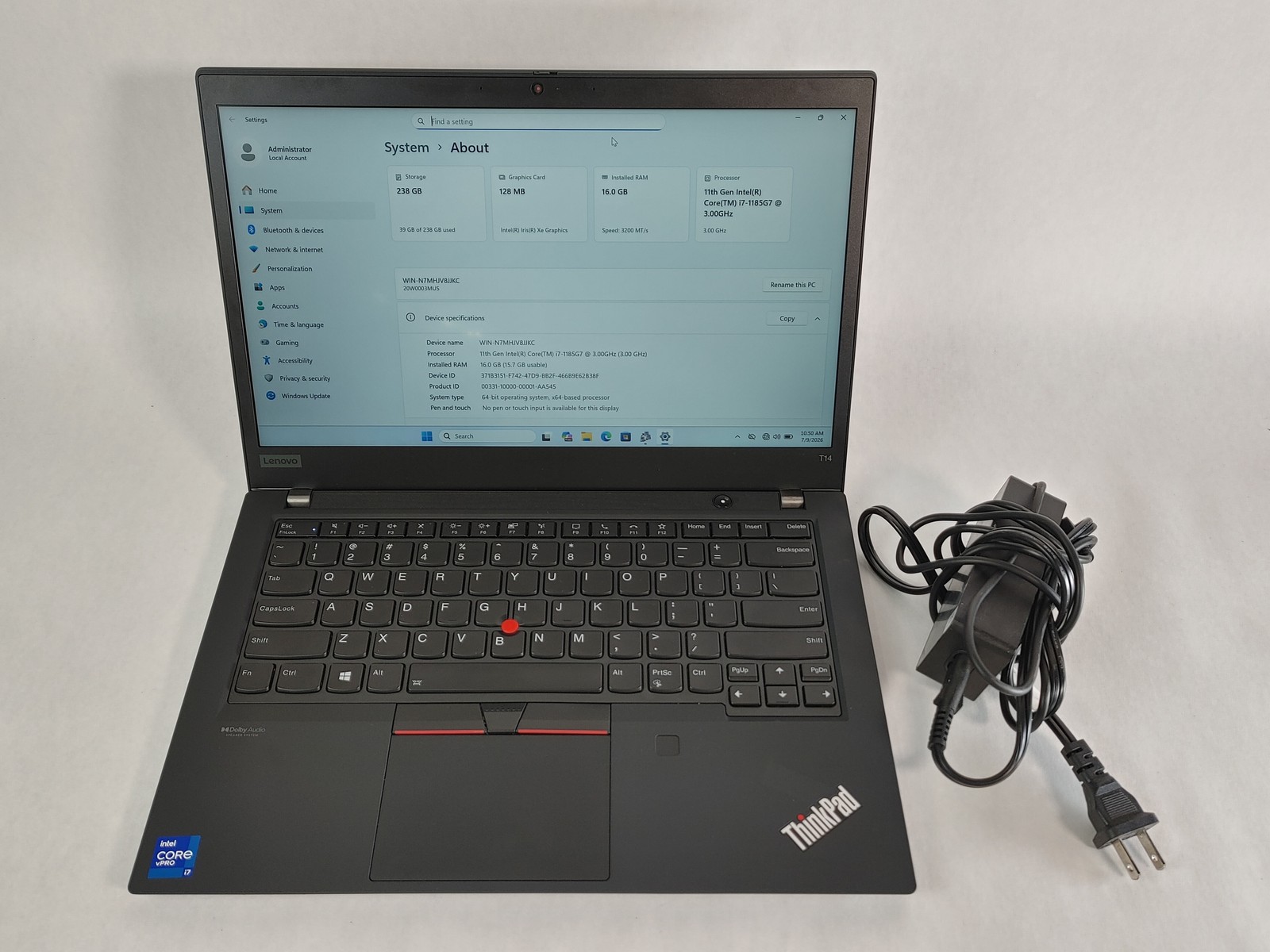 Lenovo ThinkPad T14 Gen 2 Core i7-1185G7 3.00 GHz 16 GB DDR4 256 GB NVMe Windows