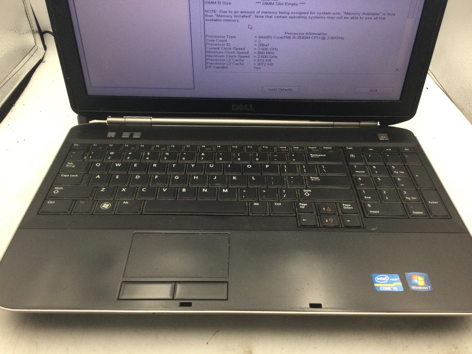 DELL LATITUDE E5520 – BOOTS TO BIOS – INTEL I5 2540 – NO RAM – 15″ – READ – BB!