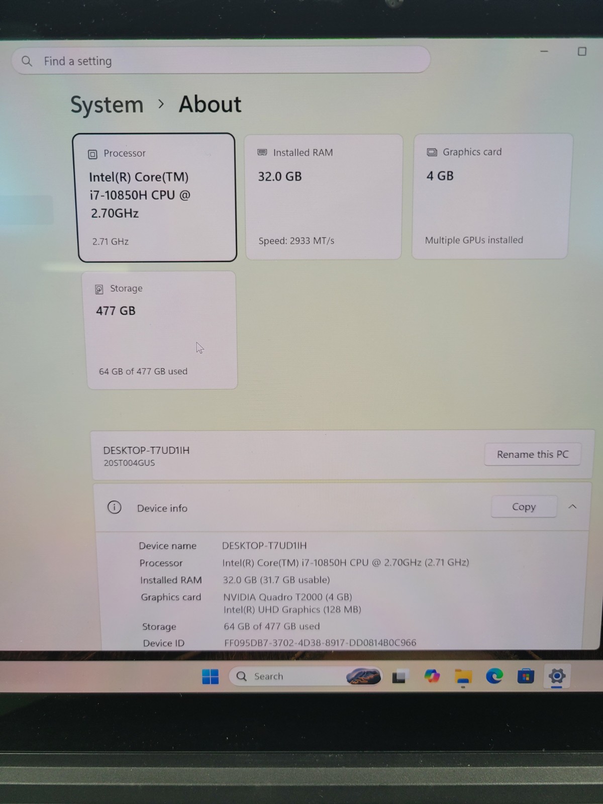 Lenovo ThinkPad P15 Gen 1 Black i7-10850H 32GB 512GB Quadro T2000 Touchscreen #5
