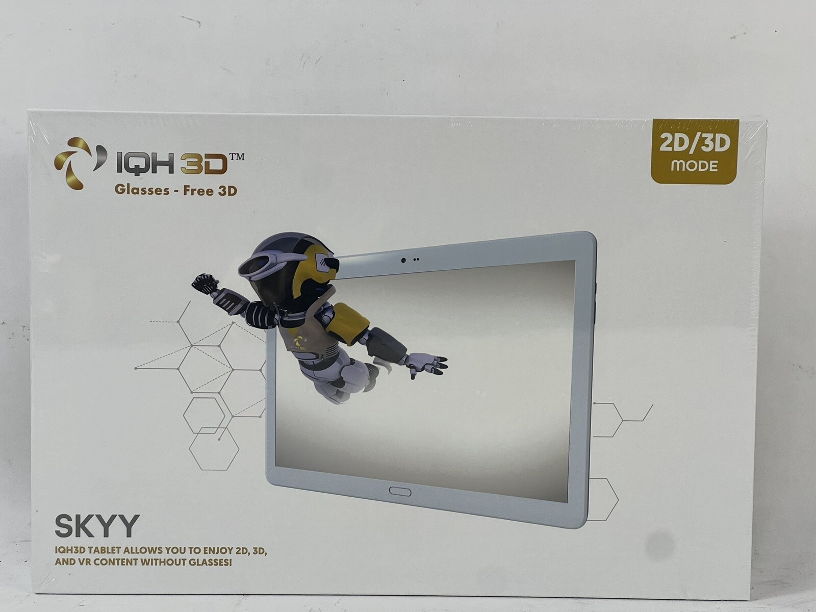 IQH3D Skyy Tablet 128GB Storage Gold Color Android 8.0 No Glasses 3D New Sealed