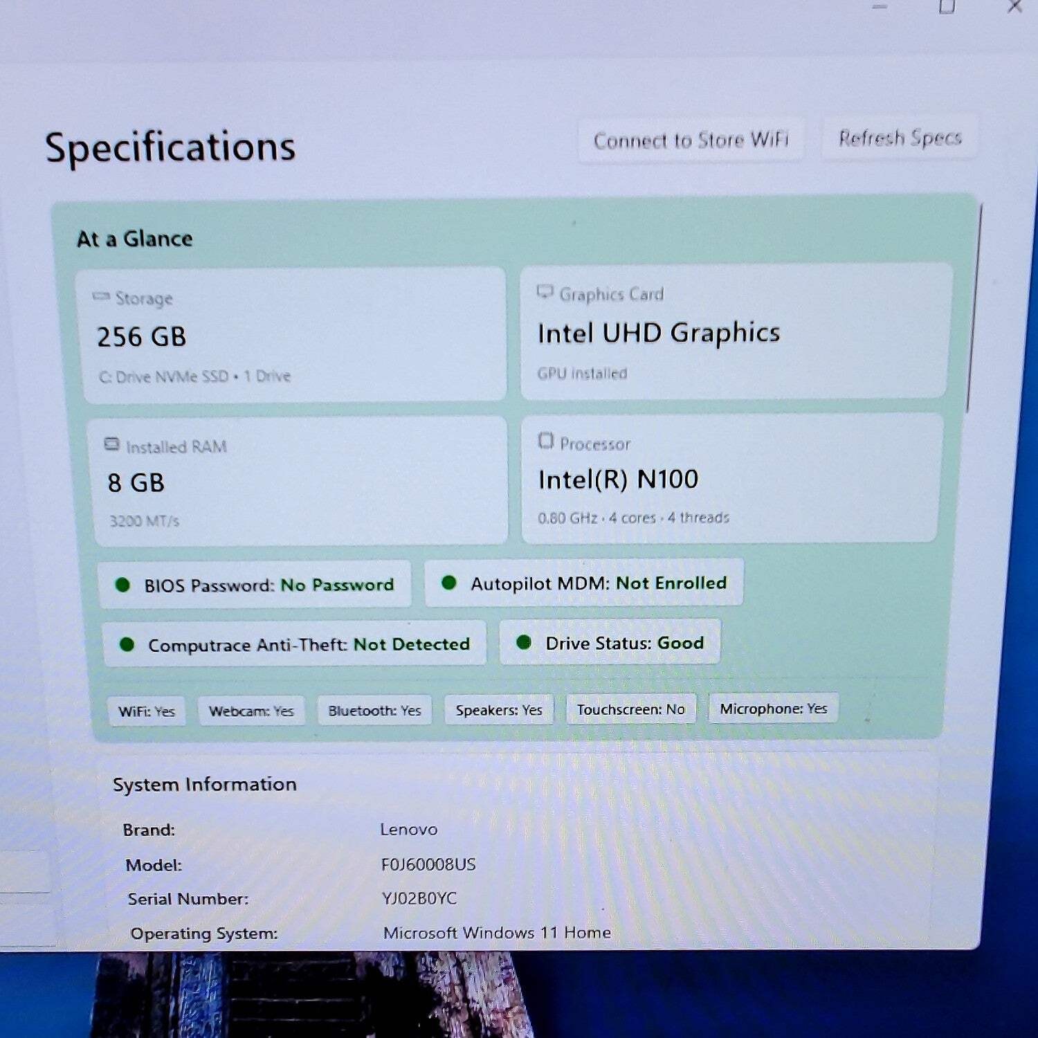 Lenovo A100 N100 0.80 GHz 8GB RAM 256GB SSD