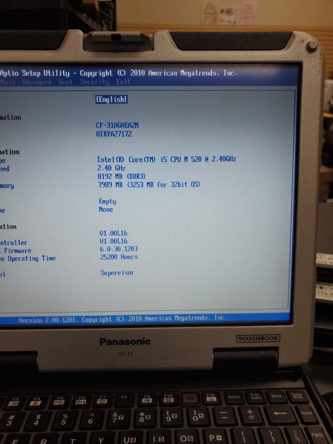 Panasonic Toughbook CF-31 MK-1 i5 520M @ 2.40GHz 8GB 25200HRS Diesel