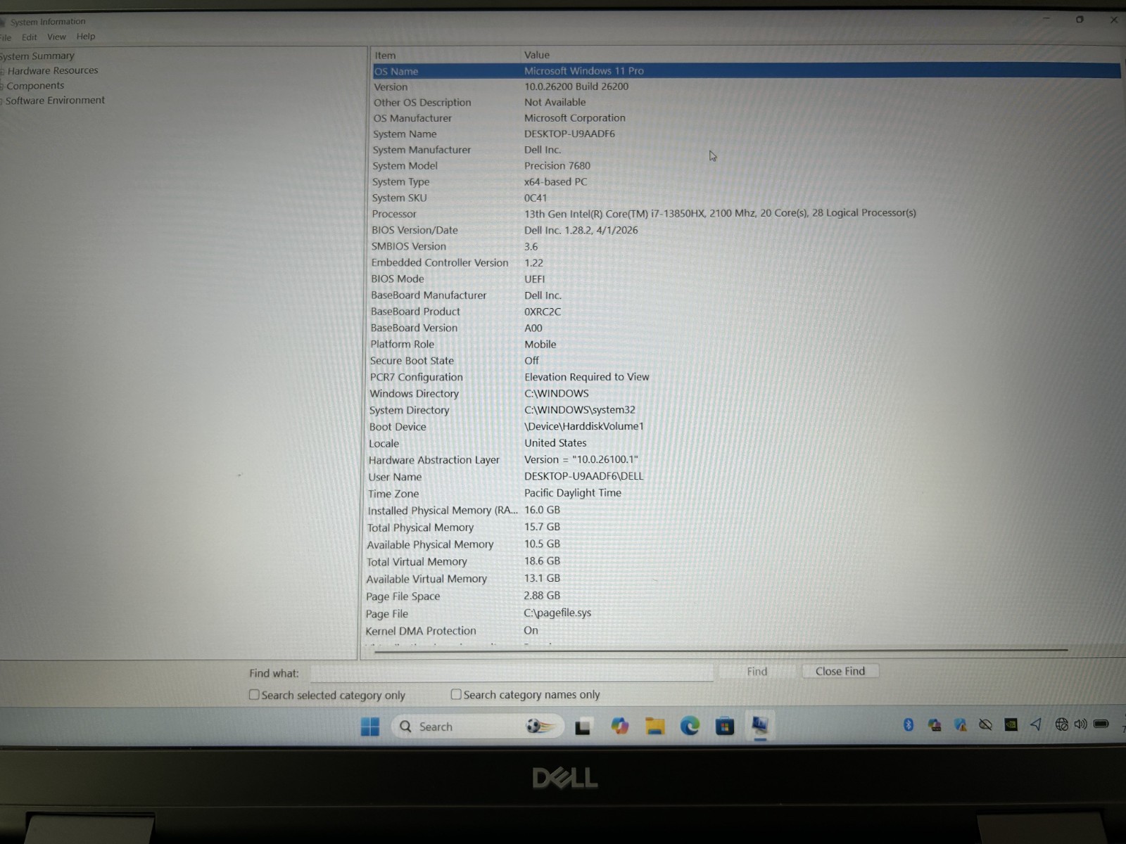 LAPTOP Dell Precision 7680 16″ Core i7-13850HX 16GB RAM 1TB SSD RTX 2000 Win 11