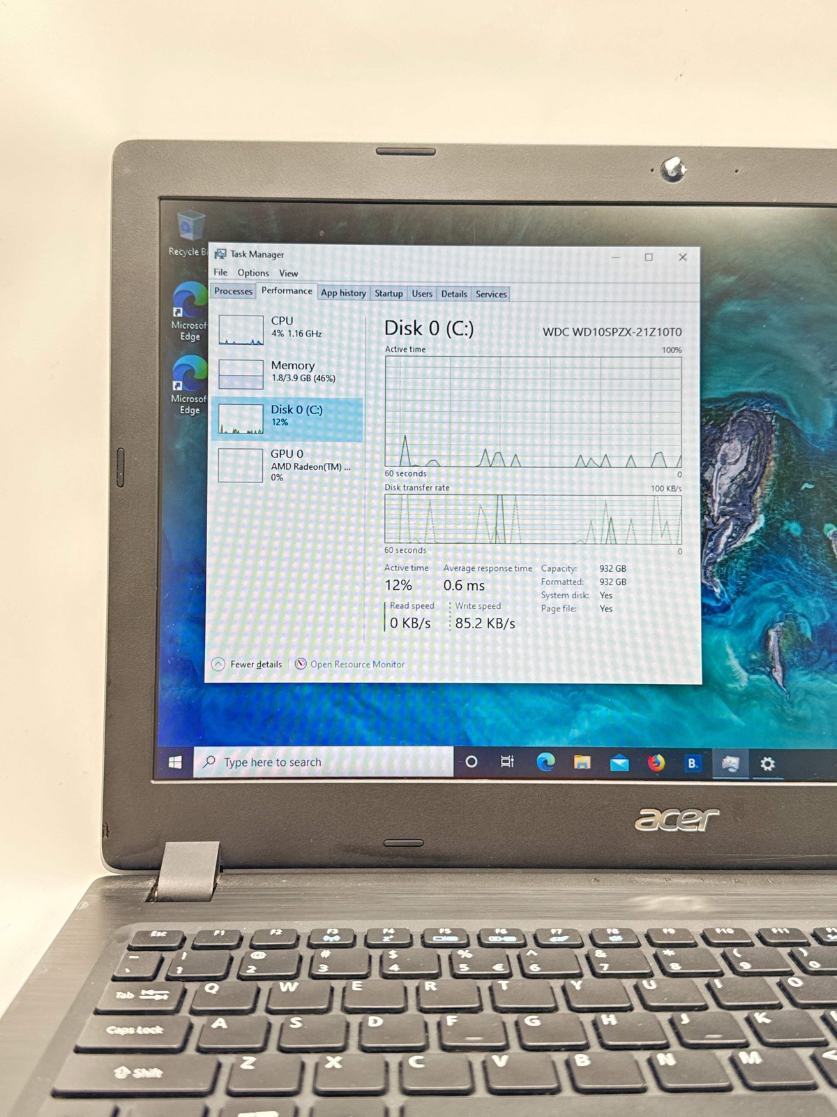 Acer Aspire 3 15.6″ A315-21 AMD E2-9000e@1.5GHz 4GB RAM 1TB HDD Laptop