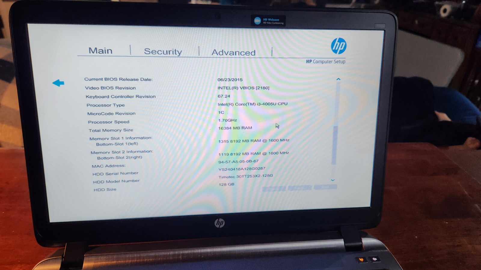 HP Probook 450 G2- 16GB Ram- Boots to Bios