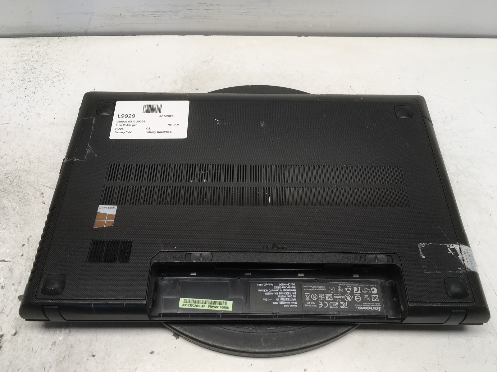 Lenovo G510 20238 Intel i5 4th gen No RAM NO HDD No Batt