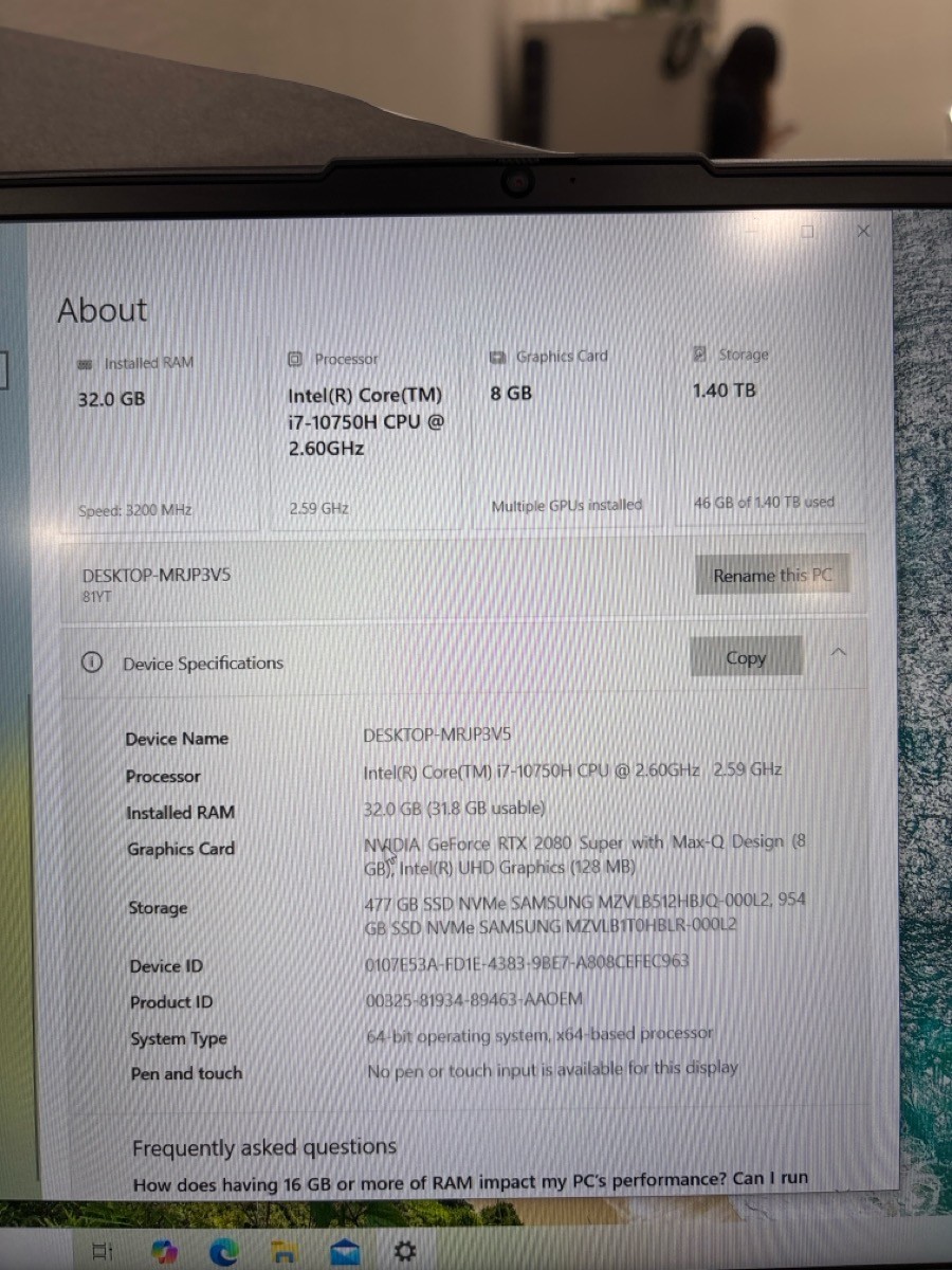 LENOVO LEGION 7 15IMH05 (HPS015767)