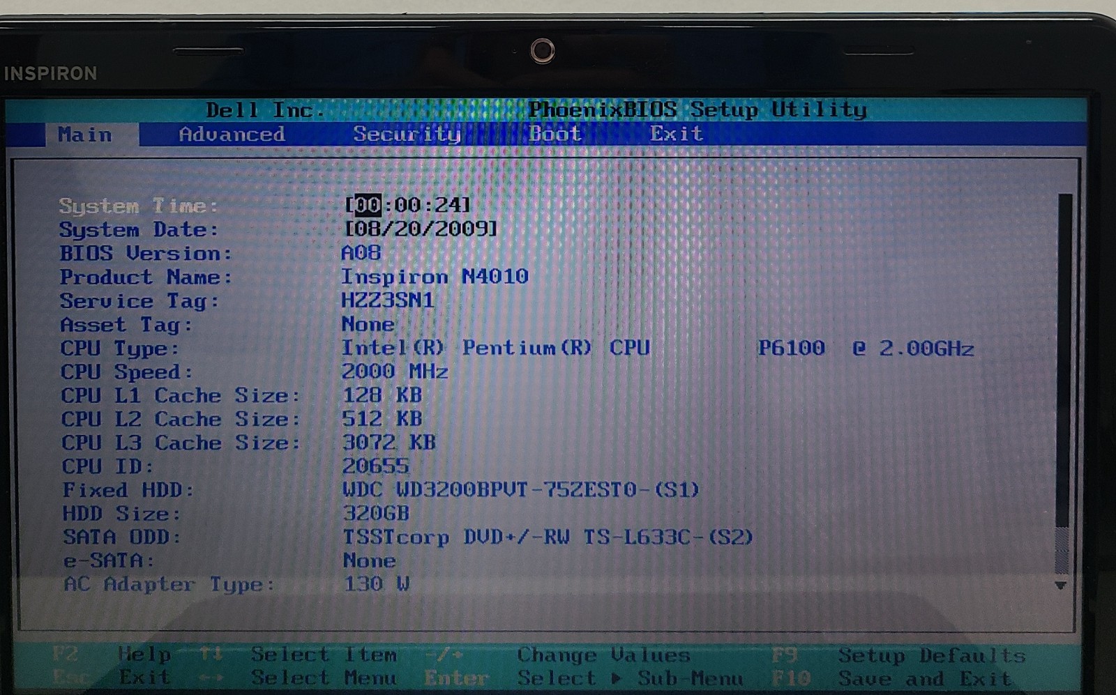 Dell Inspiron N4010 Laptop Intel Pentium P6100 3GB Ram 320GB HDD NO OS (FL)