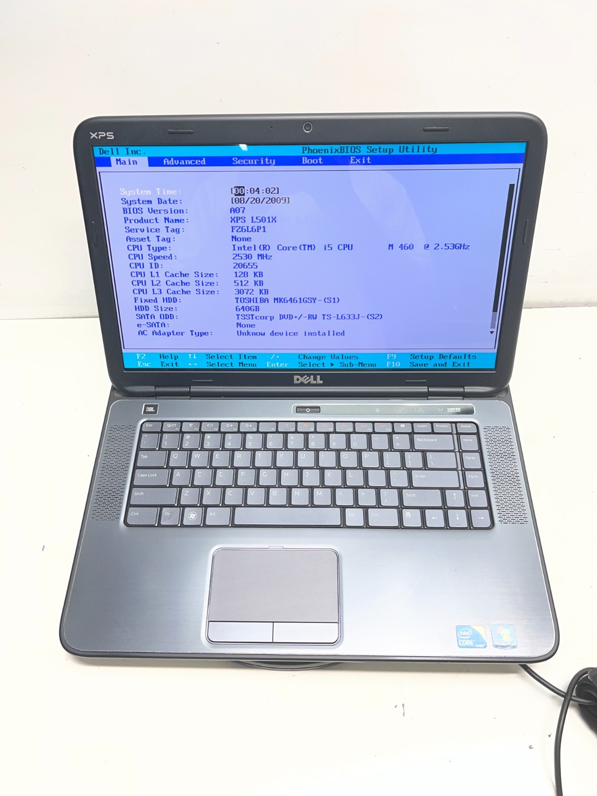 Dell XPS L501X Intel Core i5 M460 2.53GHz 3GB NO HDD