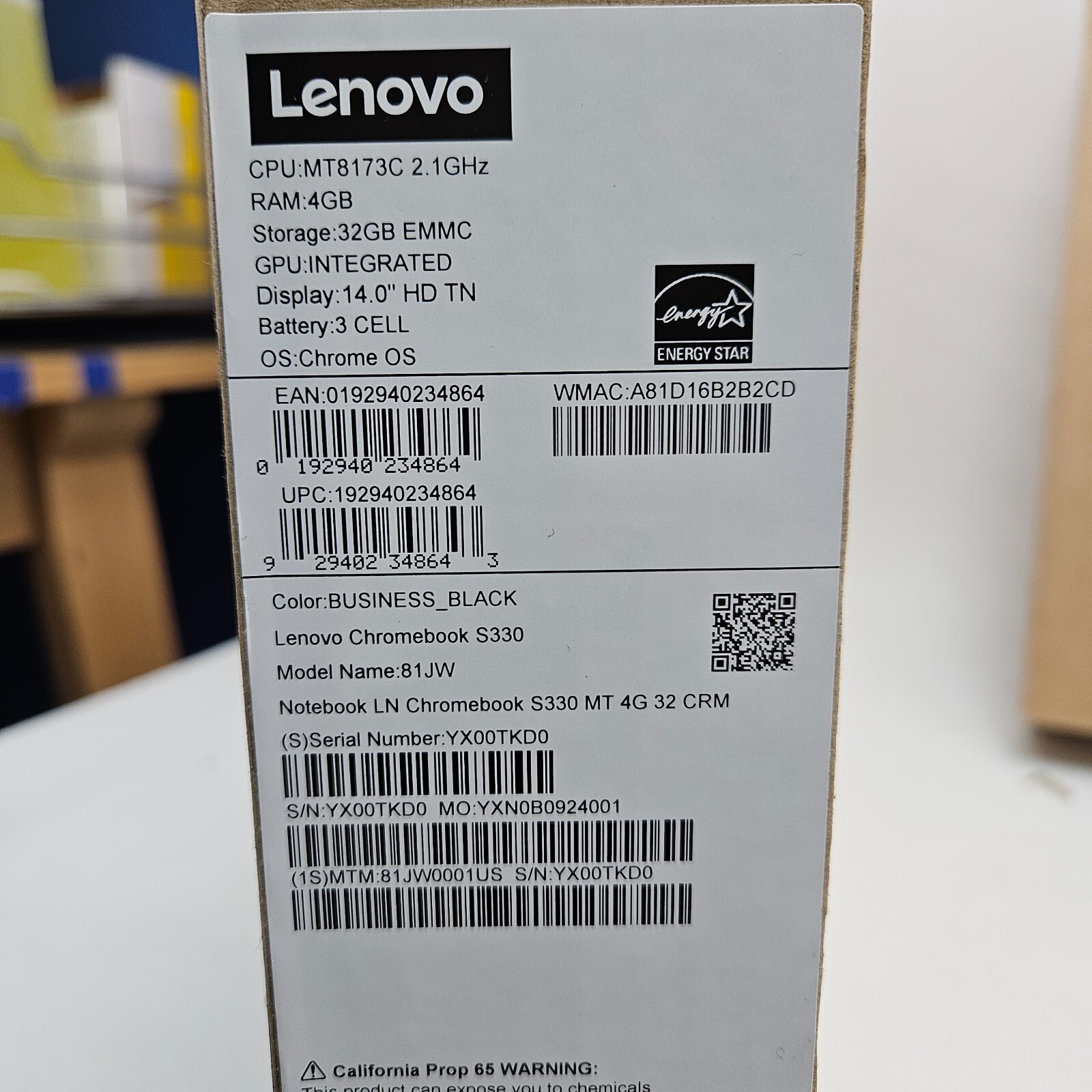 Lenovo Chromebook 14″ HD TN Display, 4GB RAM 32 CRM 81JW CHROME OS Webcam