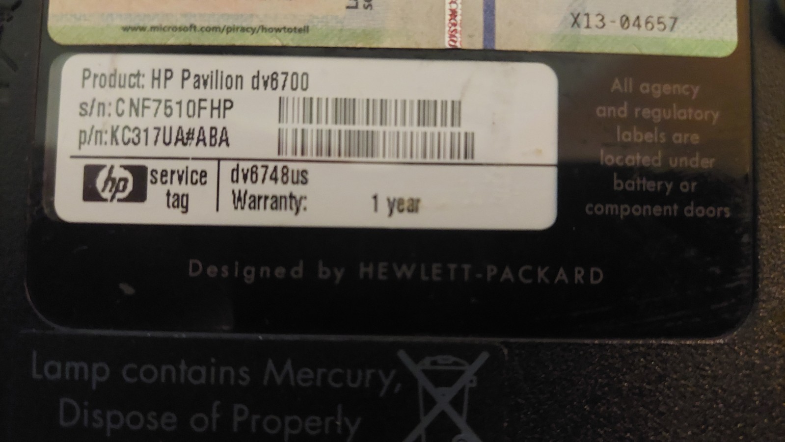 HP Pavilion DV6700 Laptop AMD Turion 2008 Not Working Does Not Turn On For Parts