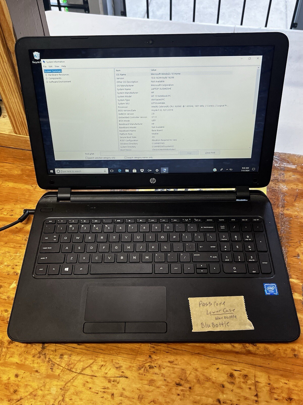 HP Pavilion 15-f233wm Laptop 15.6″ Intel Celeron N3050 1.6Ghz 4GB 500GB 31711