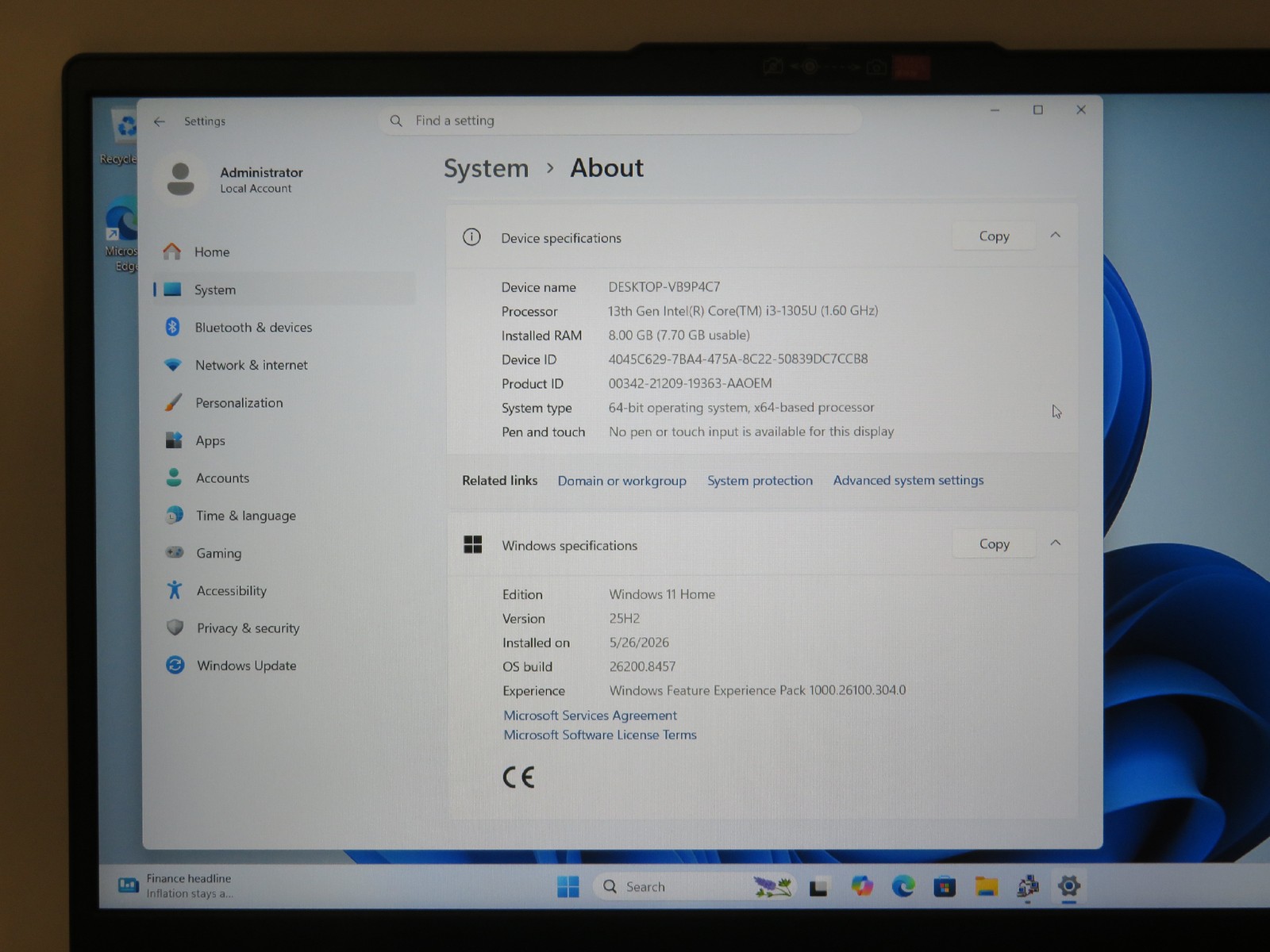 Ideapad Slim 3 15IRU8 15.6in i3-1315U 1.2GHz 8GB RAM 256GB SSD