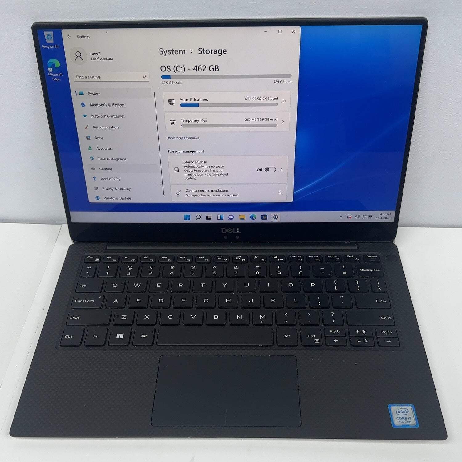 Dell XPS 9370 13.3″ i7-8550U 1.8GHz 16GB RAM 512GB SSD