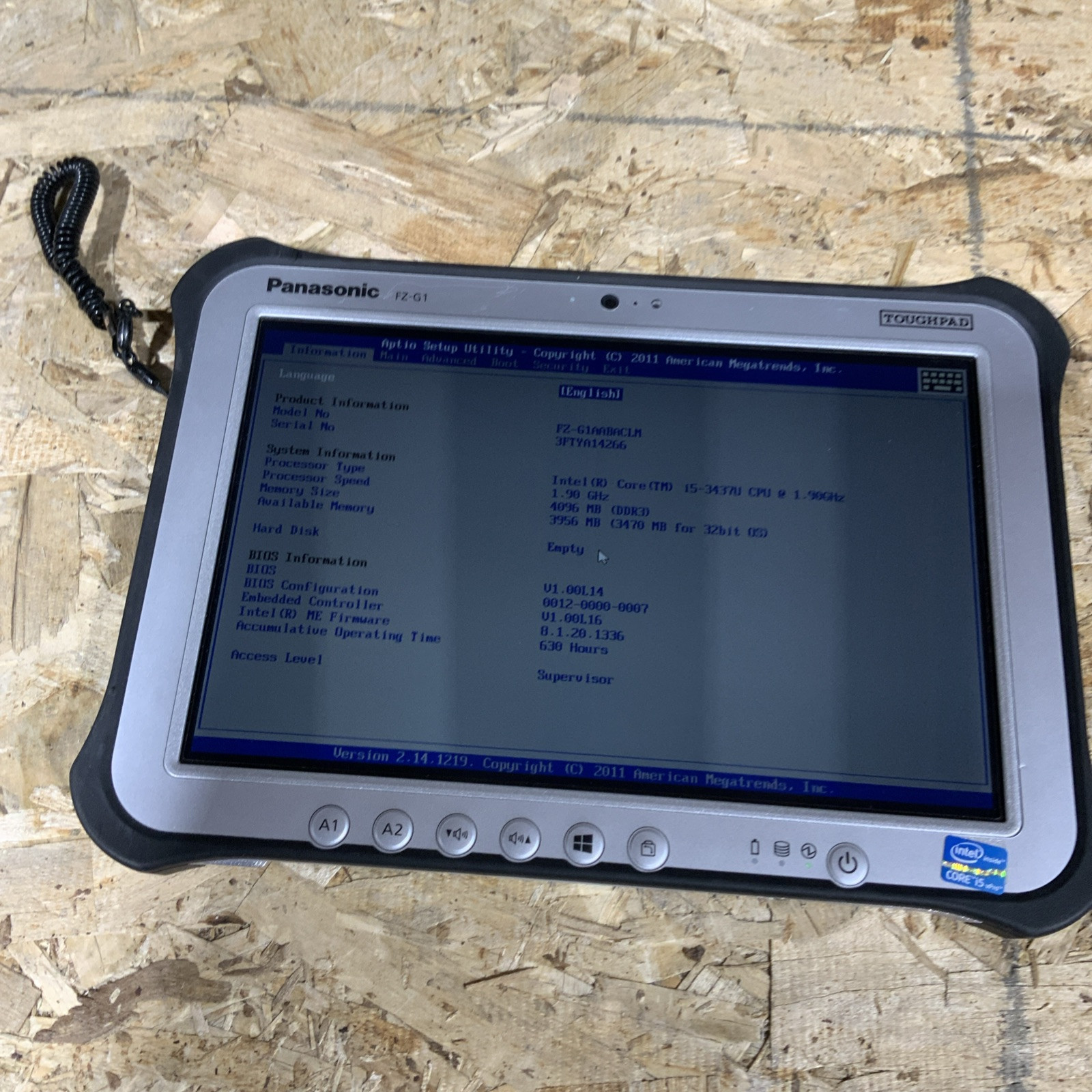 Panasonic Toughpad FZ-G1 MK1 Core i5-3437U 1.9GHz NO HD 4GB Touch 630 Hours H716