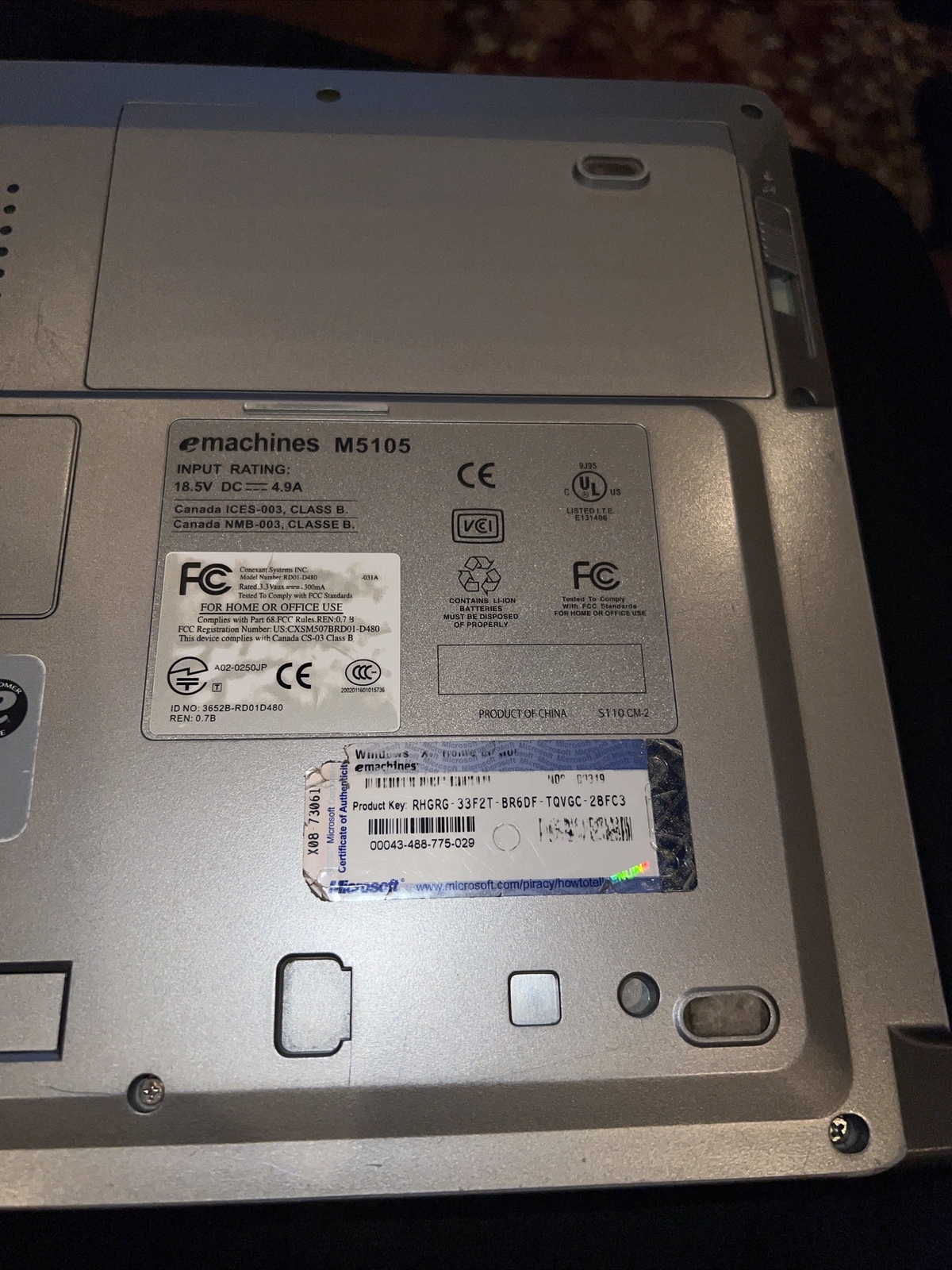 Emachines M5105 Laptop For Parts Only No Hard drive No Cord