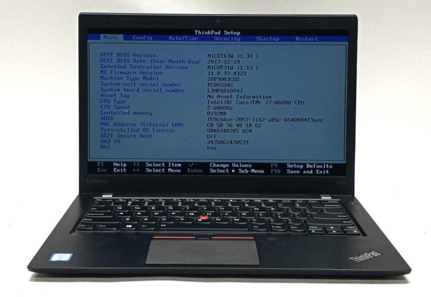 Lenovo ThinkPad T460s 14″FHD i7-6600U VPRO@2.60GHz 8GB RAM NO HDD/NO OS WH953!