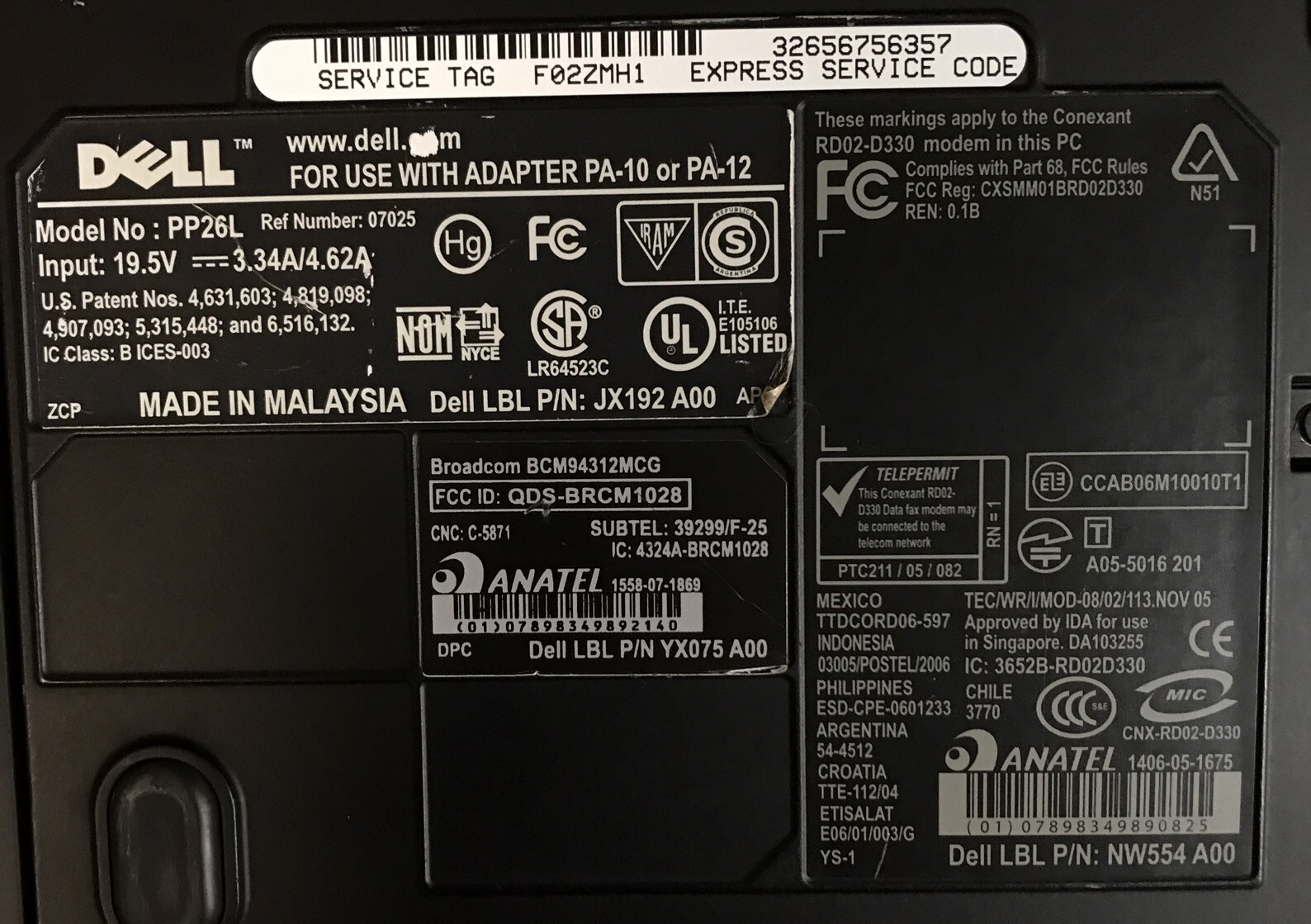 *FOR PARTS* DELL INSPIRON 1420 NO HDD (1) 1GB RAM (1) 2GB RAM NO POWER CABLE