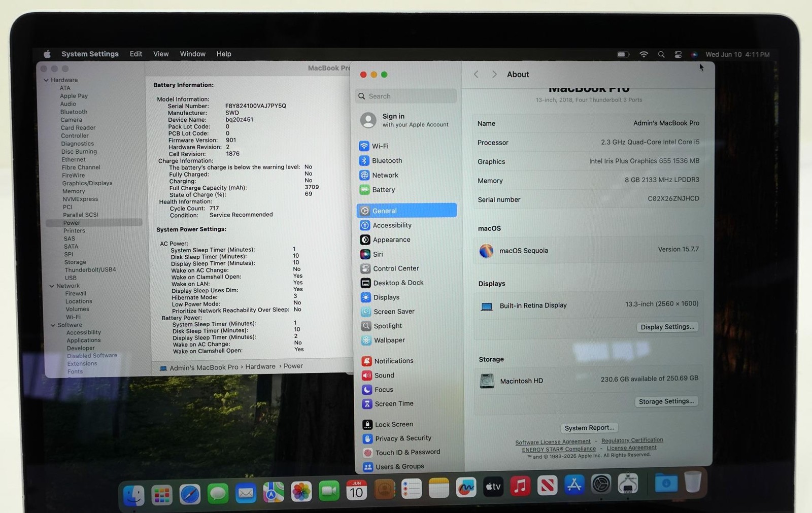 Apple MacBook Pro 2018 A1989 13.3″ Retina i5-8259U 2.3GHz 8GB 256GB Laptop