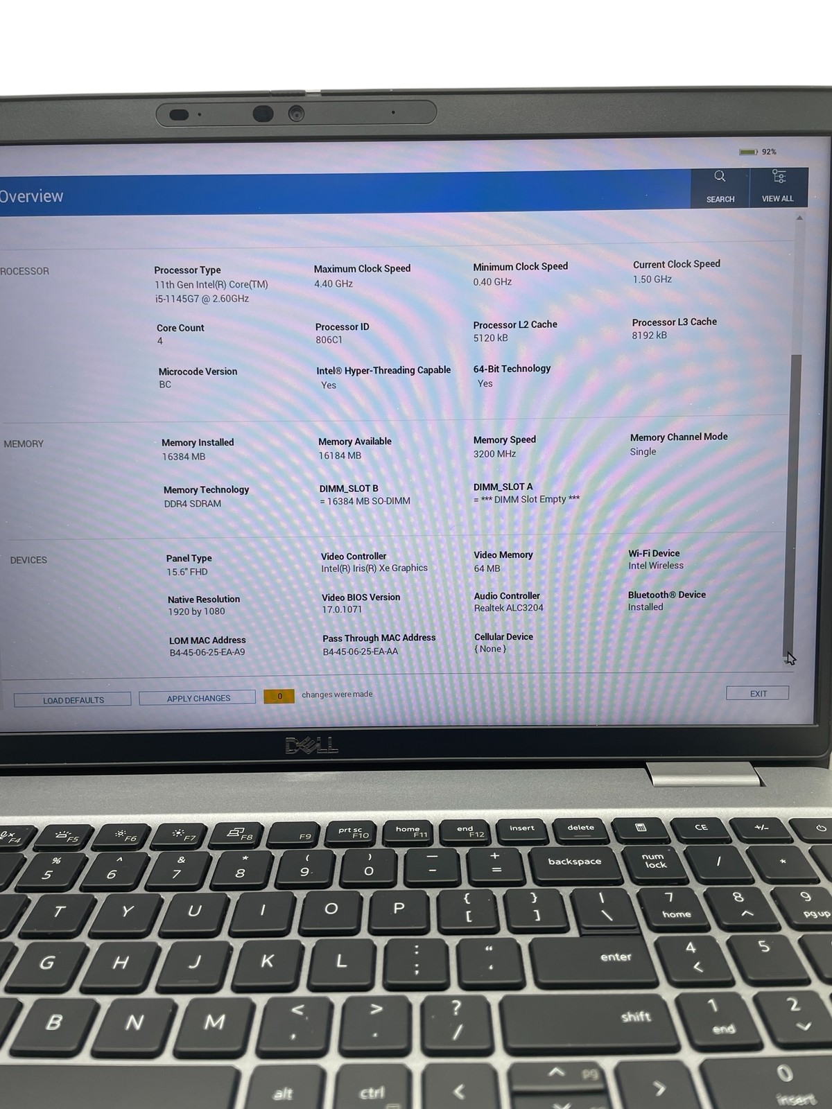 DELL PRECISION 3560 15″ I5-1145g7 16GB 128GB – Grade C Low Battery Health