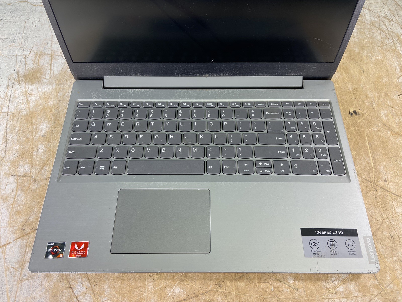 LENOVO IDEAPAD L340-15API AMD RYZEN 3 3200U @ 2.6GHz, 8GB RAM, NO HDD/OS-(PARTS)