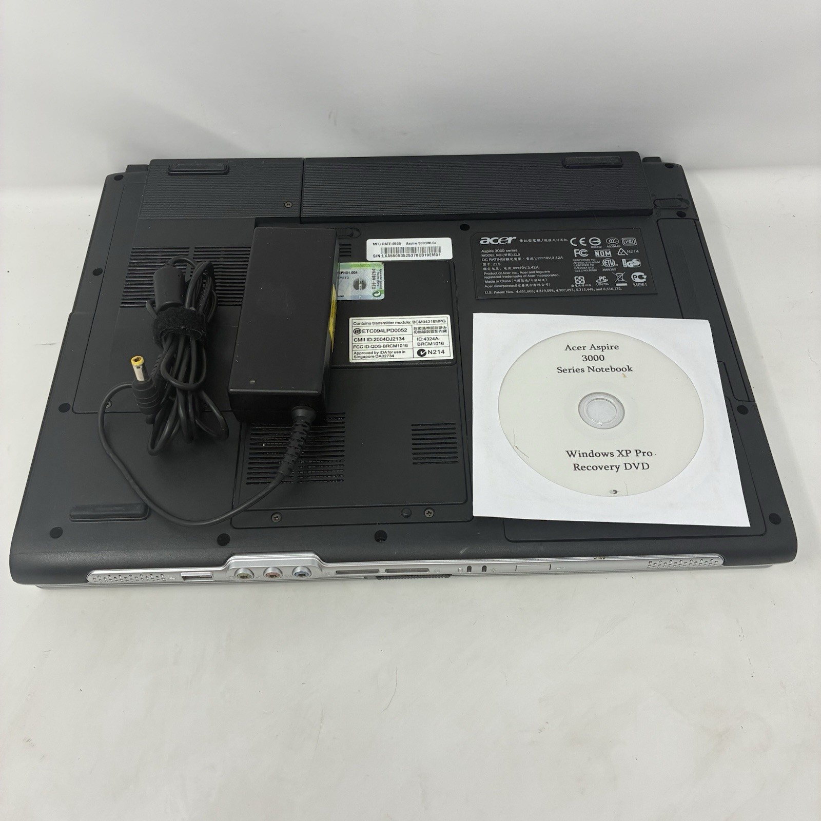 Acer Aspire 3003WLCi Laptop AMD Sempron 15.4” Win XP 60GB Working Batt Restored