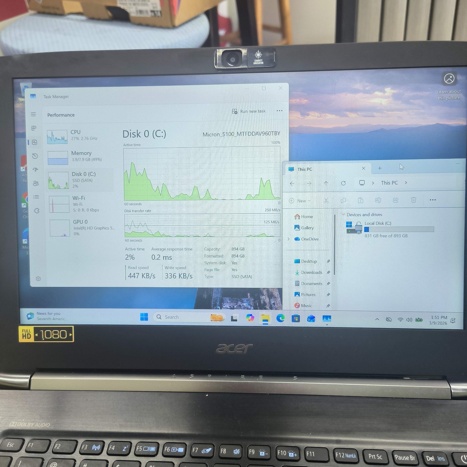 Acer Aspire S5-371 13.3″ Intel Core i5-6200 2.40Ghz 8GB RAM 1TB SSD