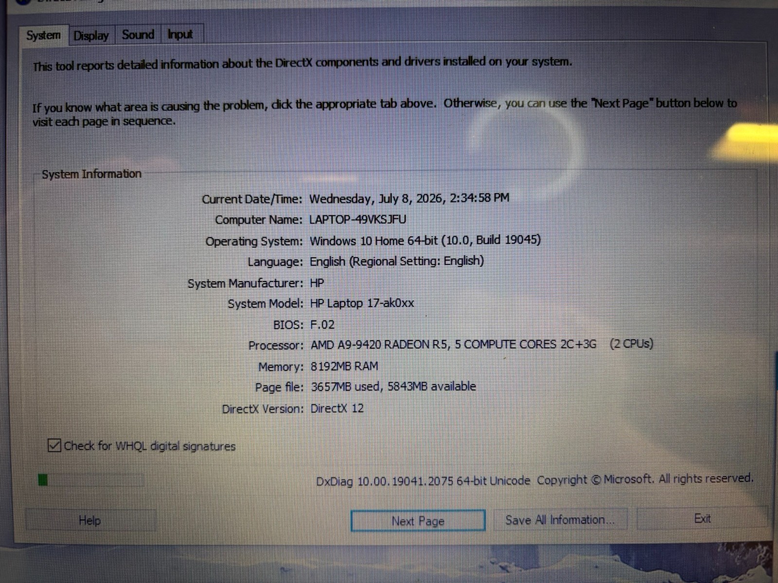 HP Laptop 17-ak0xx