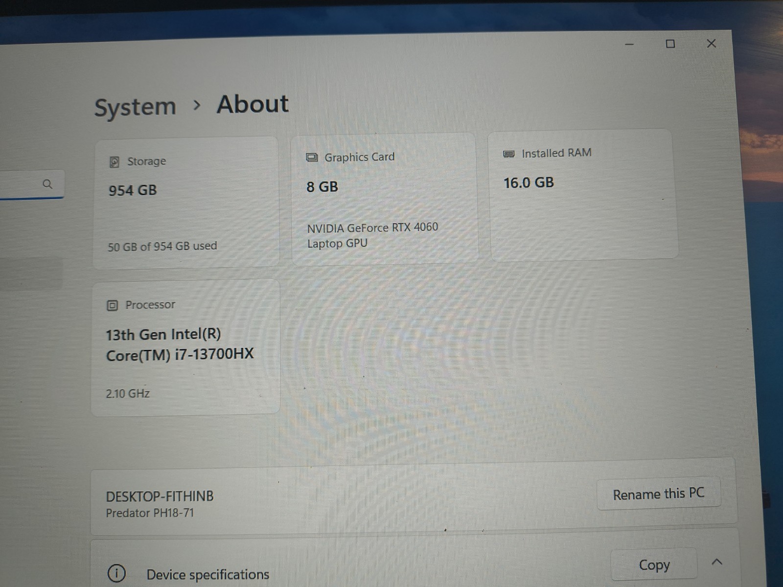 Acer Predator Helios 18 i7-13700HX 2.1GHz 16GB RAM 1TB SSD GeForce RTX 4060