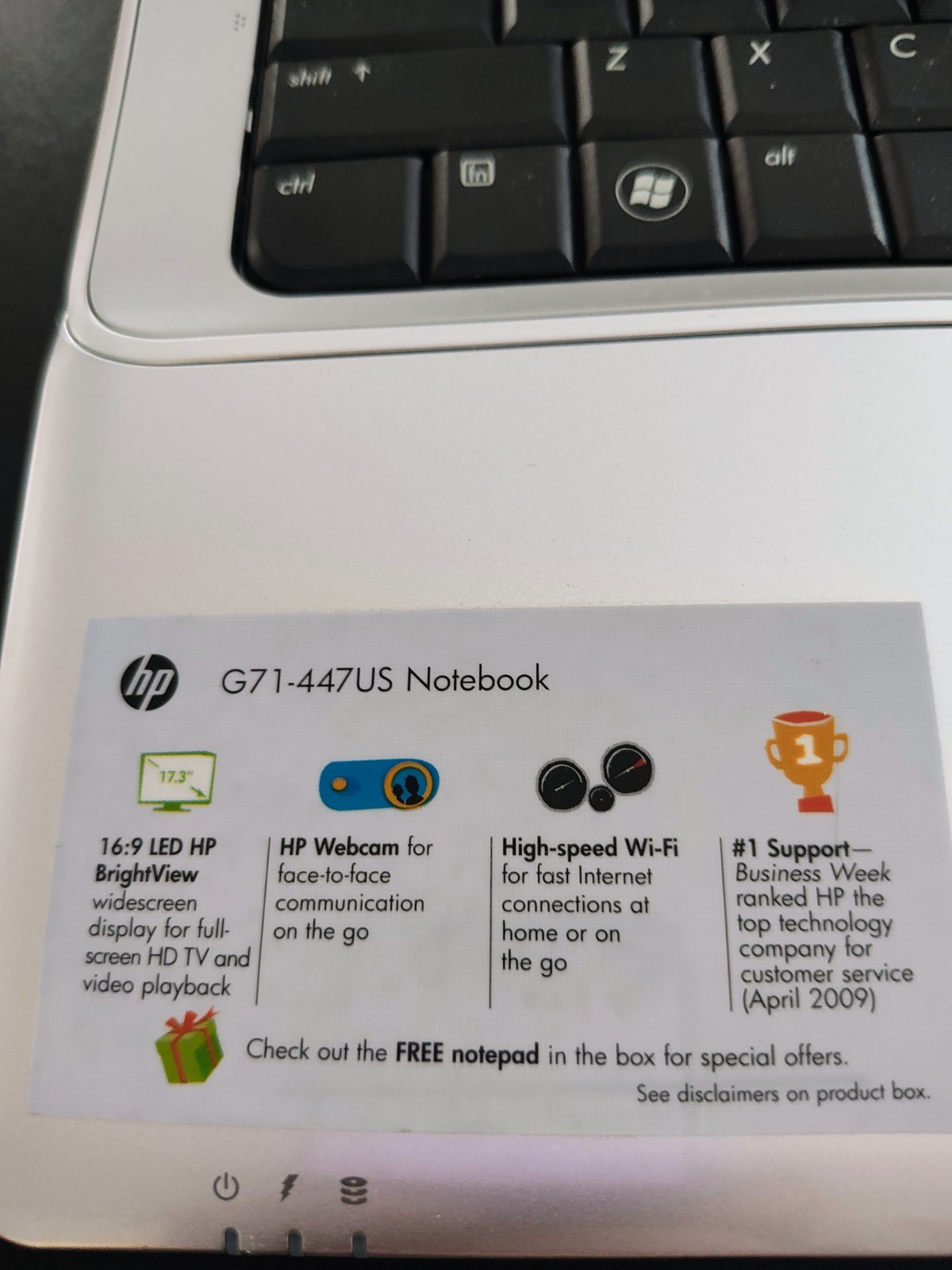 HP G71-447US Notebook Linux Mint 259gb Hdd, 3gb RAM