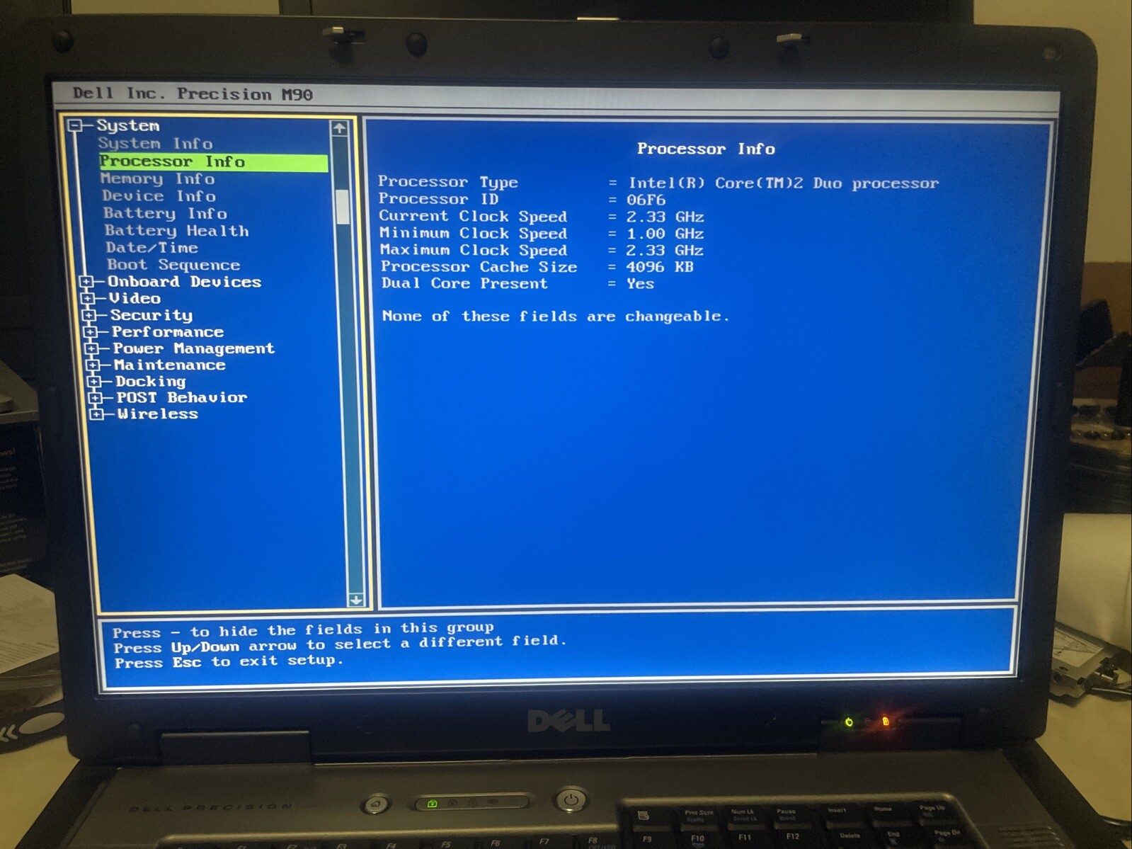 Dell Precision M90 Laptop 2GB RAM – Boots to BIOS – AS IS