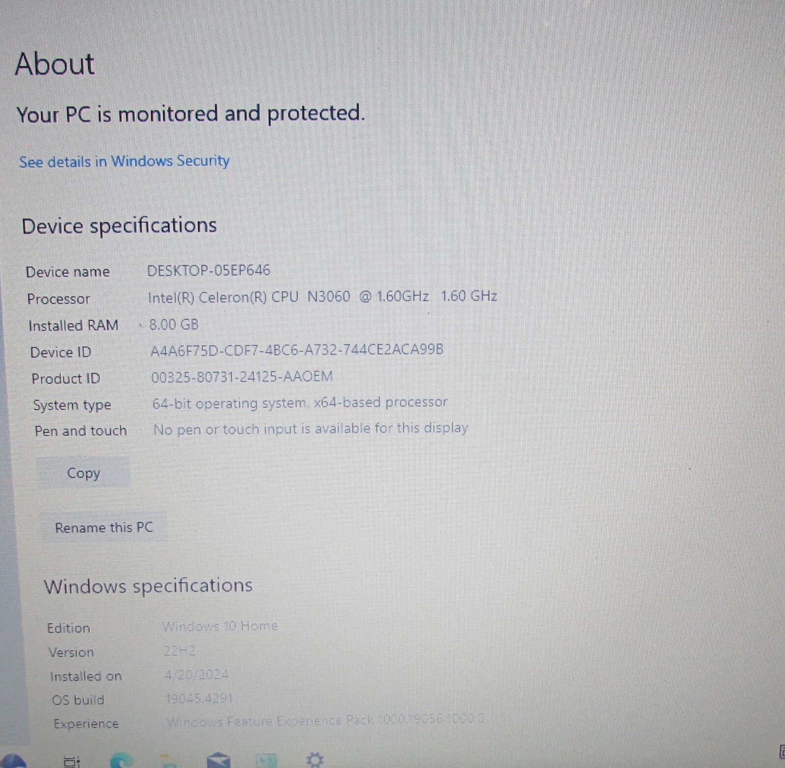 Dell Inspiron 15-3552 15.6″ Laptop 500GB HDD 8GB Ram Celeron cpu Windows 10 Home