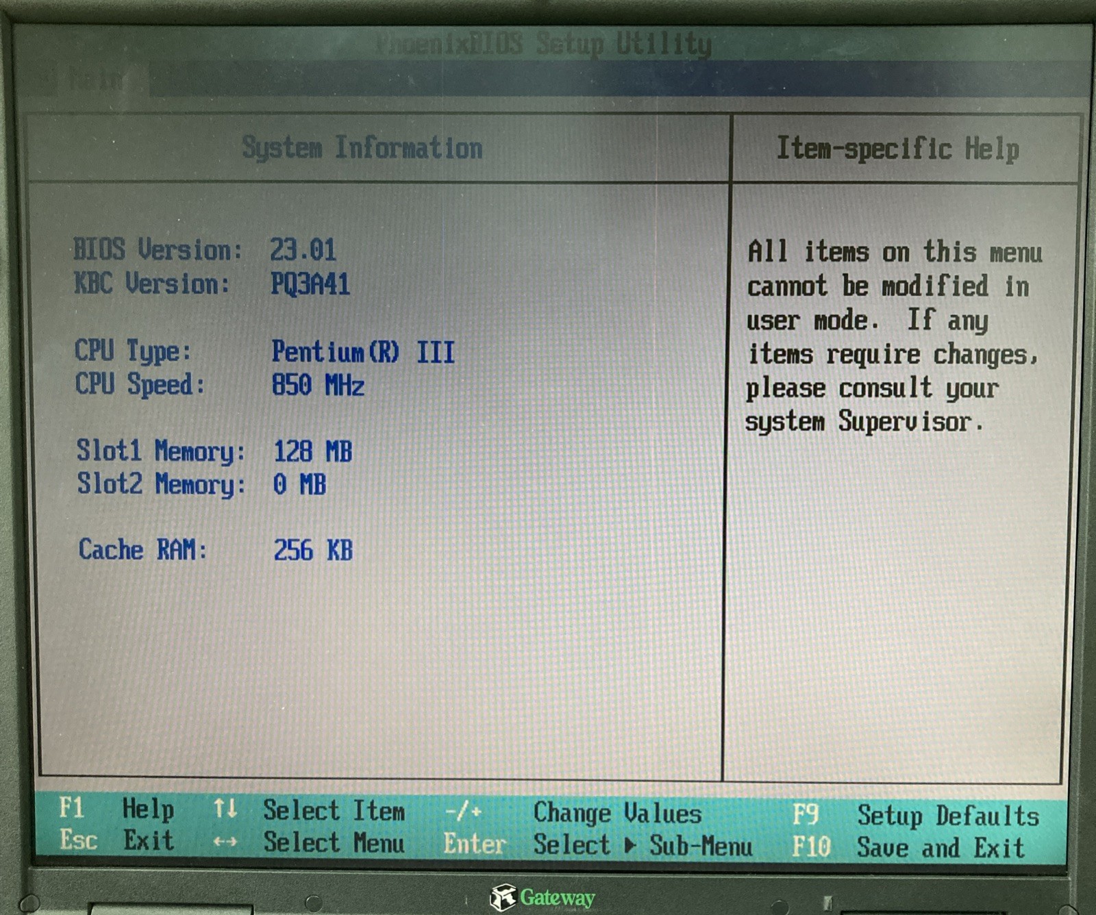 Vintage Gateway Solo 9500 Pentium III 850MHz 128MB no HDD Boot to BIOS