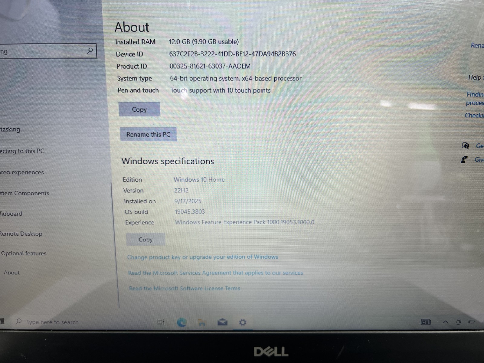 LOT(2)DELL INSPIRON 3585 RYZEN3 2200U@2.5GHz 12GB RAM 256GB NVMe W10H TOUCH WAC