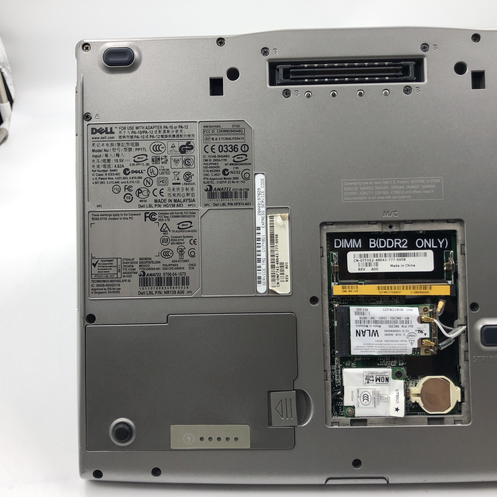 Dell Latitude D520 Intel Core 2 Duo 06F2 1.66GHZ 1GB NO HDD/OS Bad Battery PARTS