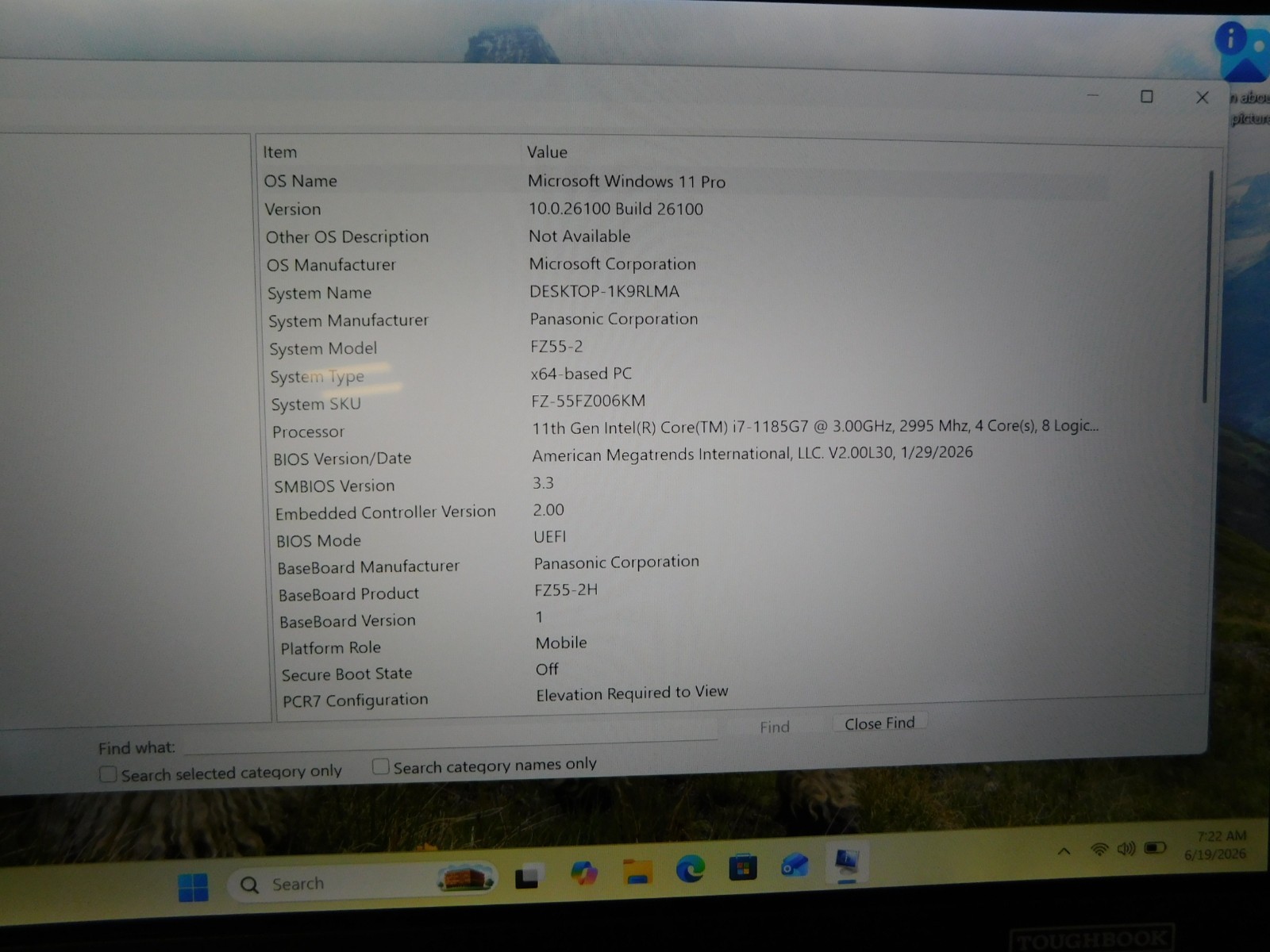 Panasonic Toughbook 55 MK2 Touch i7-1185G7 16GB RAM 512GB NVMe SSD W11P No A/C