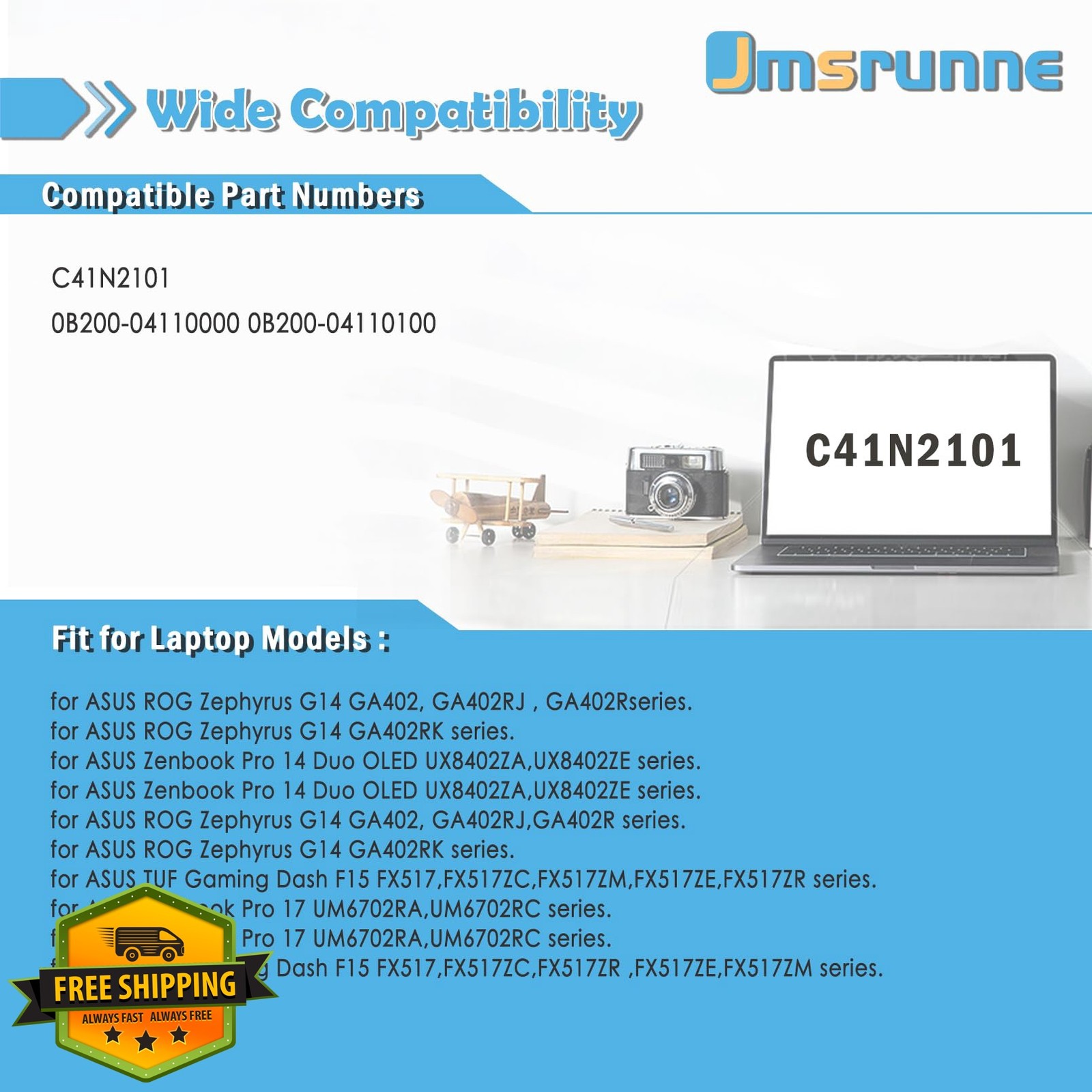 Jmsrunne Asus Zenbook Pro 14 Duo OLED UX8402ZA Battery