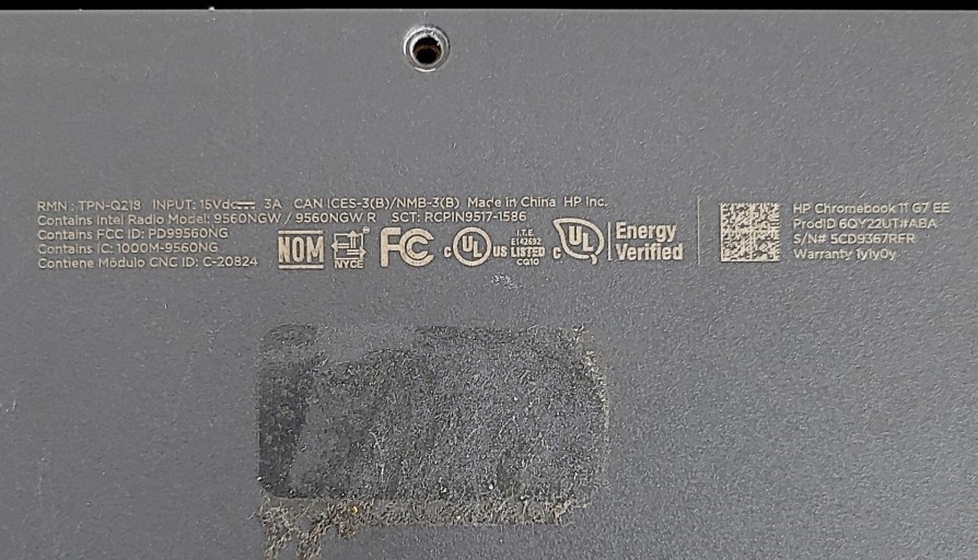 HP Chromebook 11 G7 EE 6QY22UT-ABA Laptop Celeron N4000 4GB 16GB SEE NOTES