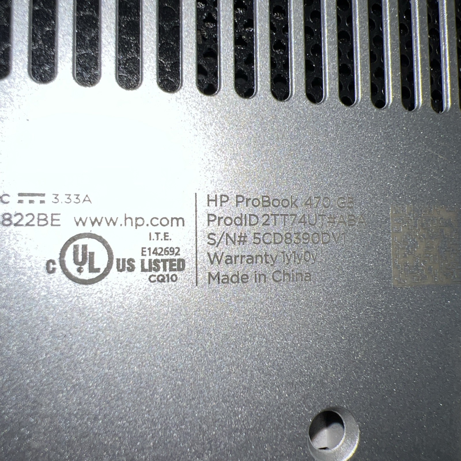 HP PROBOOK 470 G5 INTEL CORE I5-8250U 1.60GHZ 8GB RAM **NO HD/ NO CADDIE/ NO OS/