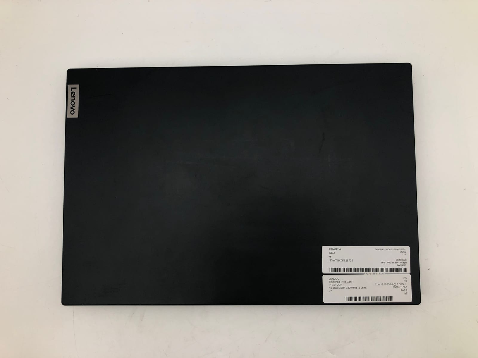 Lenovo | ThinkPad T15p Gen 1 | i5-10300H | 16GB | 512GB NVMe | | 77% Battery