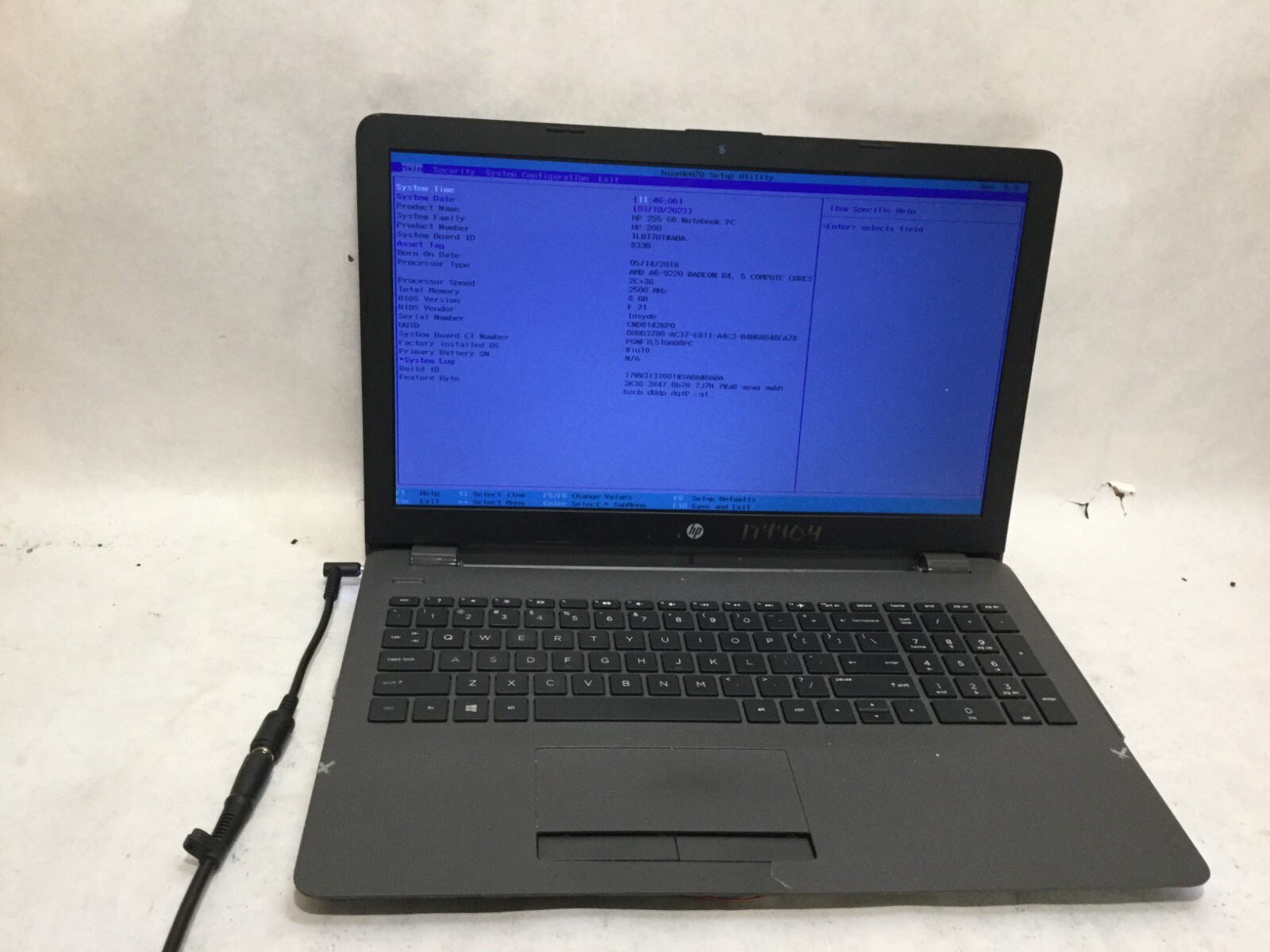 HP 255 G6 / AMD A6-9220 R4 5 CC. 2C+3G @ 2.50GHz/ (MISSING PARTS!) -MR