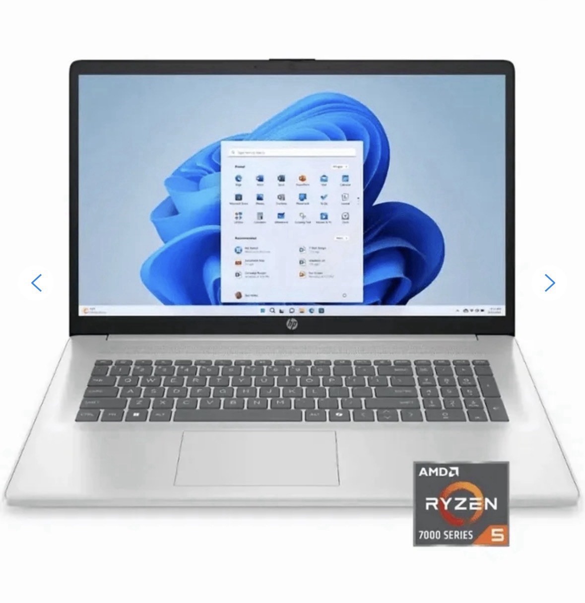 HP 16in Laptop Silver AMD Ryzen 5 Windows 11 USB-C HDMI Charger Included