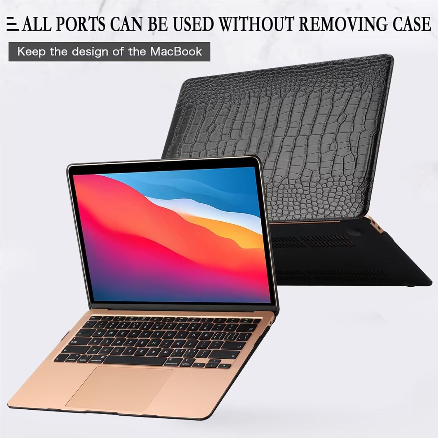 Compatible with 2022-2025 MacBook Air 13.6 Inch Case with Touch ID, Black