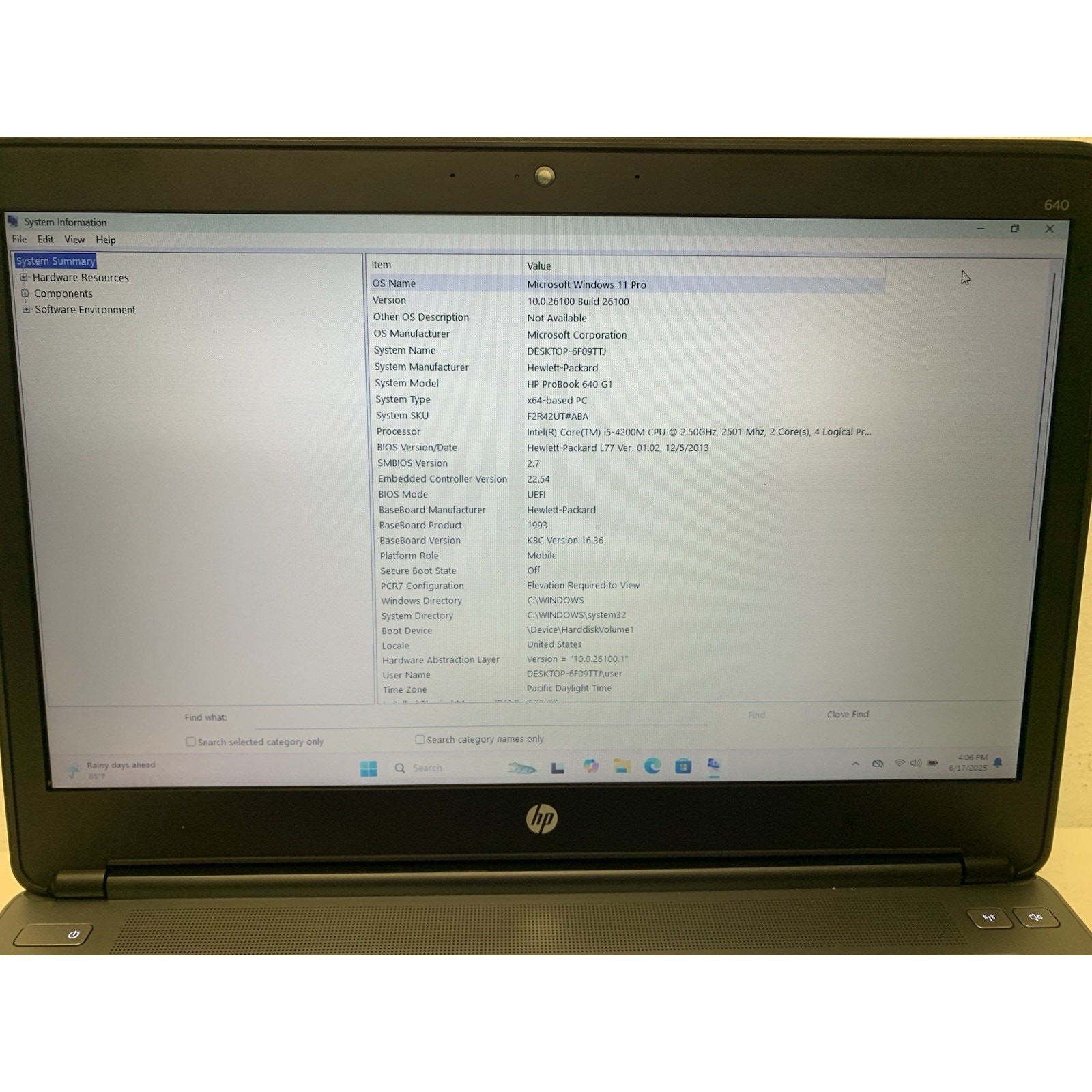 HP Probook 640 G1 Intel i5-4200M 2.5GHz 8GB Ram 120GB SSD Wind 10 Pro