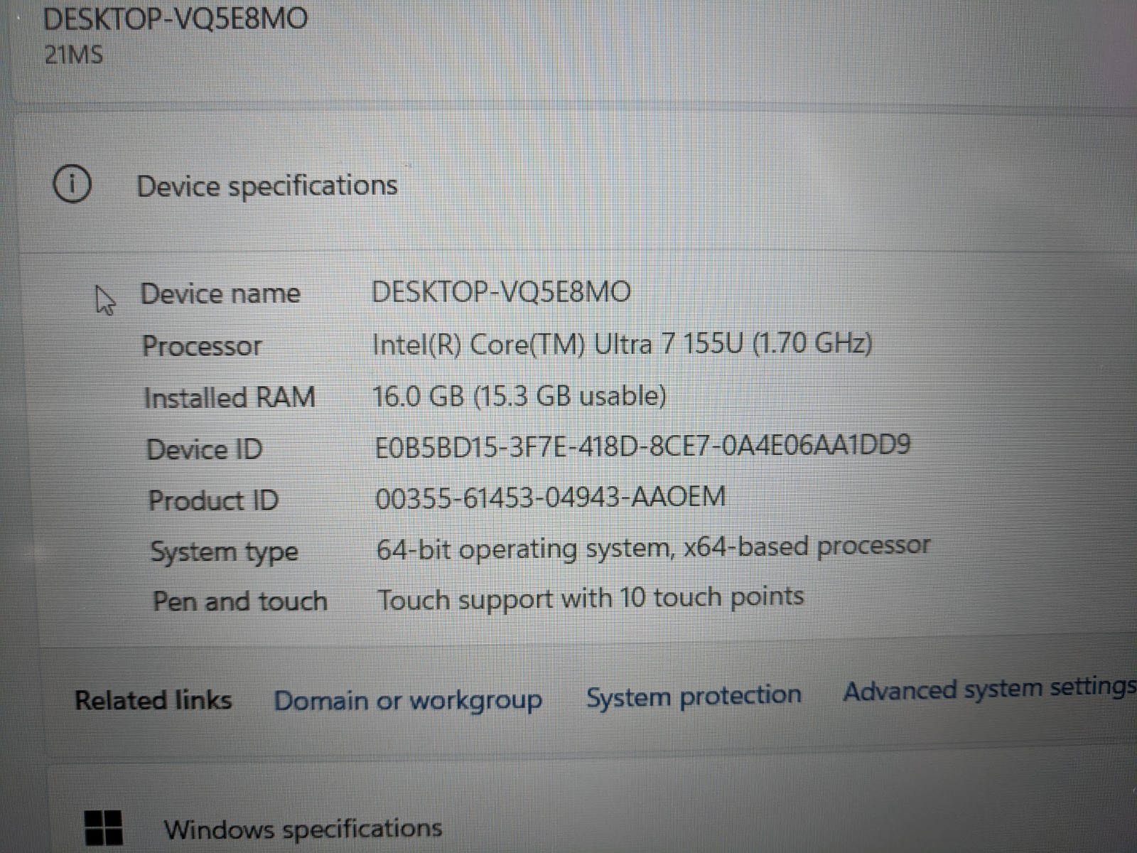 Lenovo Laptop ThinkBook 16 G7 IML 16″ Intel Core Ultra 7 155U 512GB- Silver