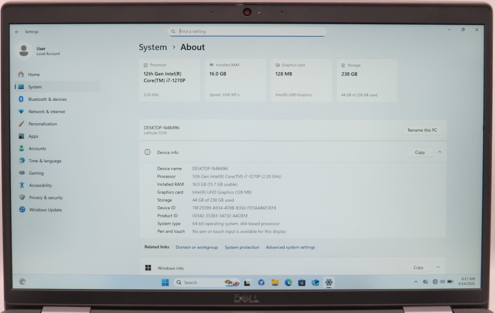 Dell Latitude 5530 | i7-1270P @ 2.20GHz | 16GB DDR4 | 256GB NVME | Win11 Pro