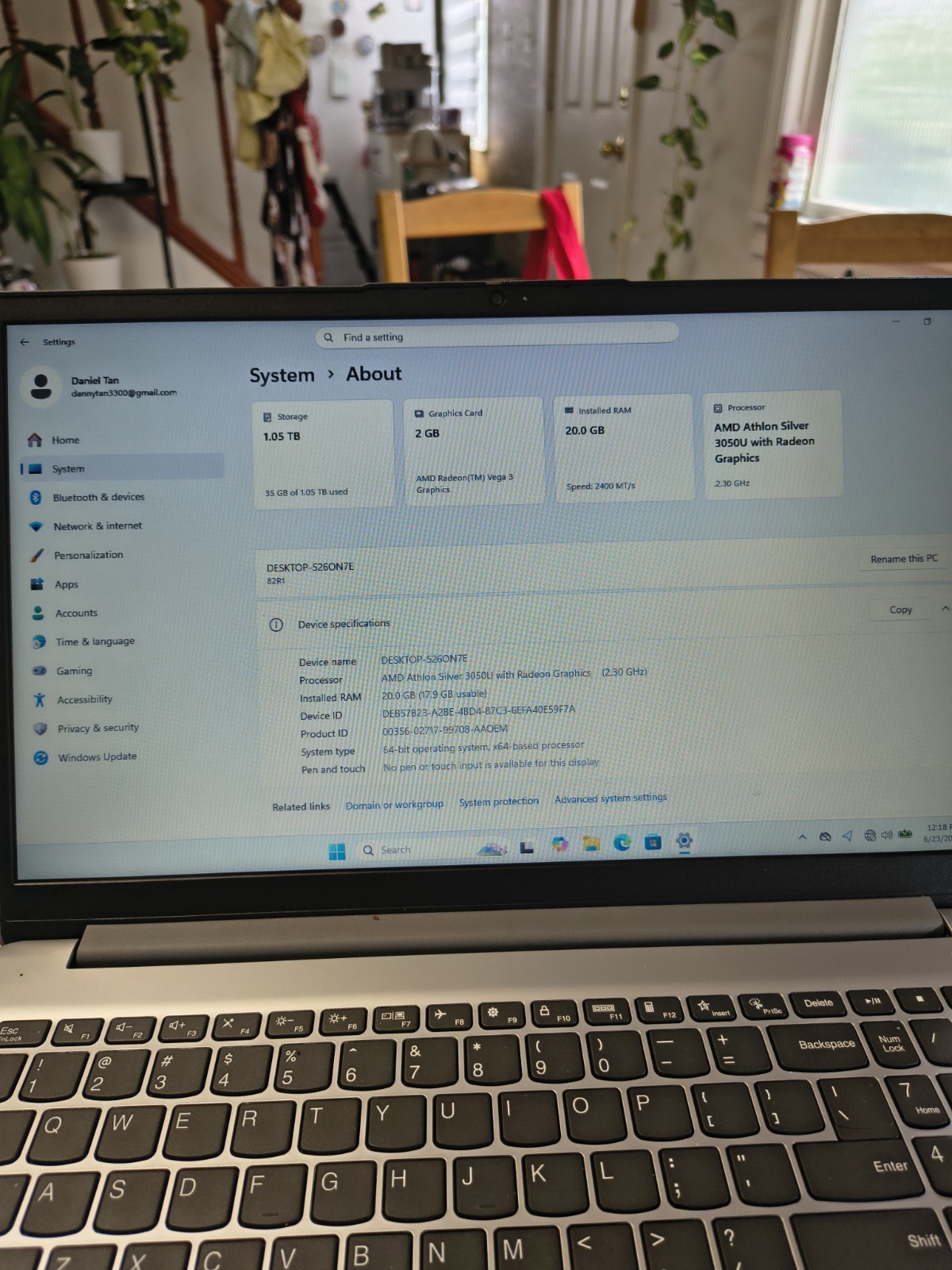 Lenovo 15.6″ Laptop, IdeaPad 1, AMD Athlon Windows 11 20GB RAM 1TB SSD