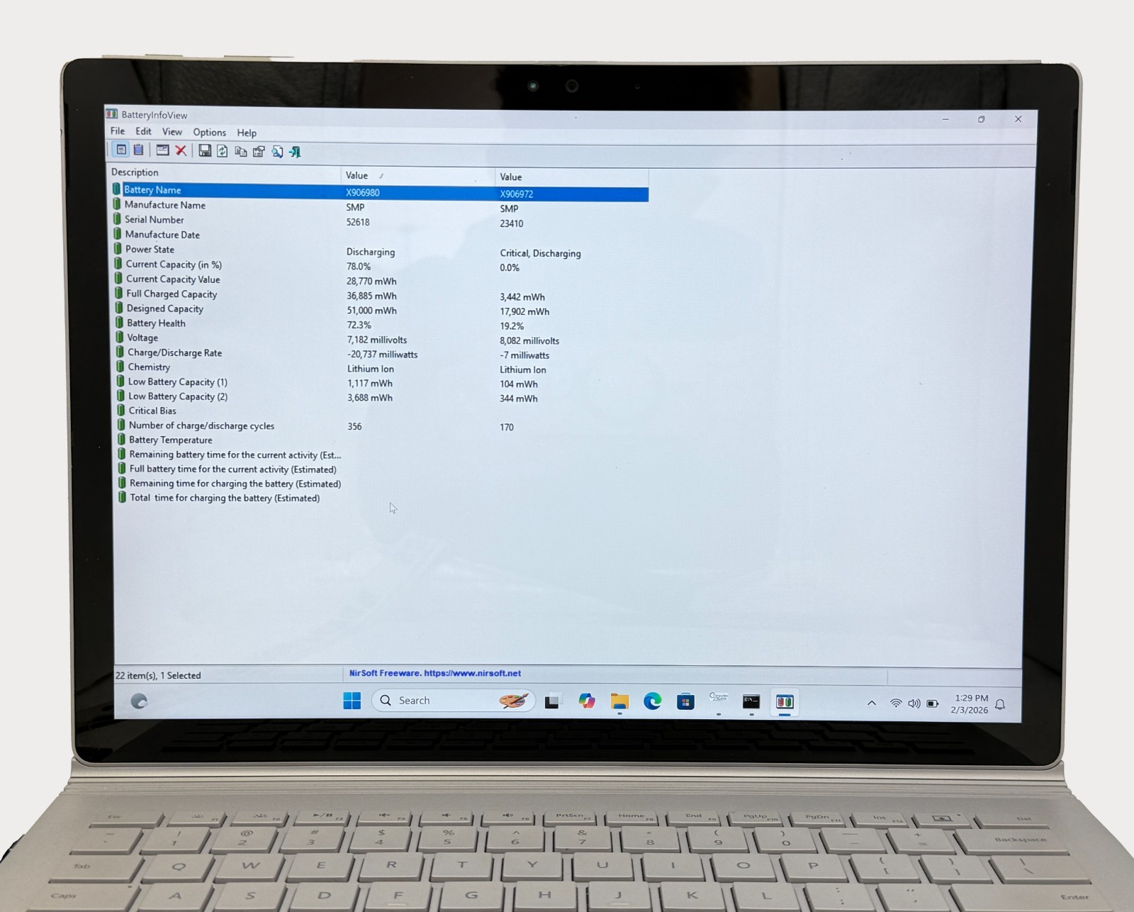 Microsoft Surface Book Intel core i5-6300u 2.4GHz 8GB RAM 128GB SSD Windows 11
