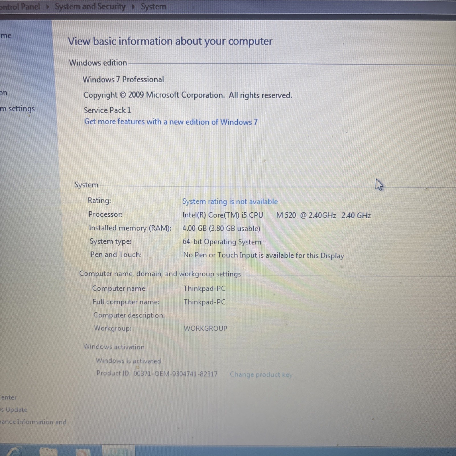 Thinkpad T410 i5 4GB 320GB Windows 7 Professional Grade B/C Working