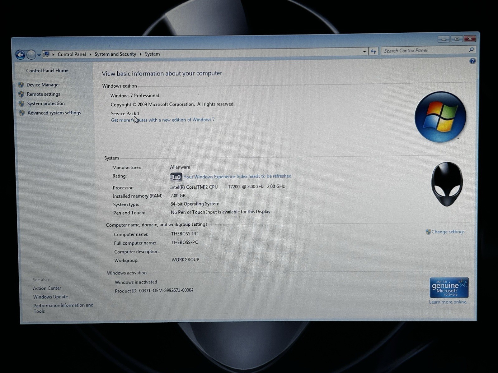Alienware Area-51 M5700i-R2 Core2 T7200 4GB 2 HDD Backpack Includes